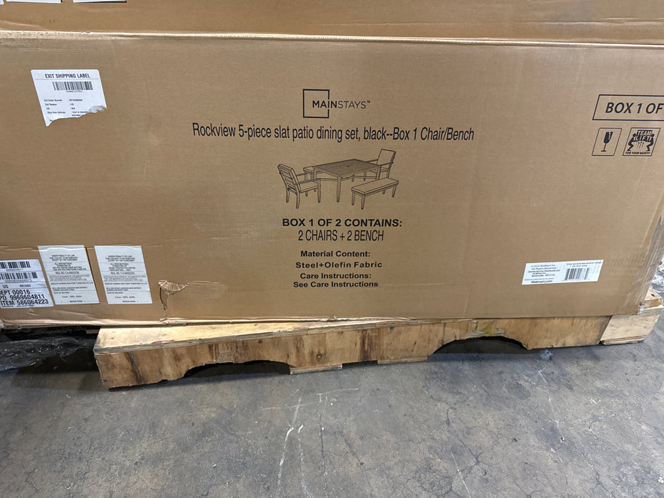 2 Chairs & 2 Bench Outdoor Dining Set